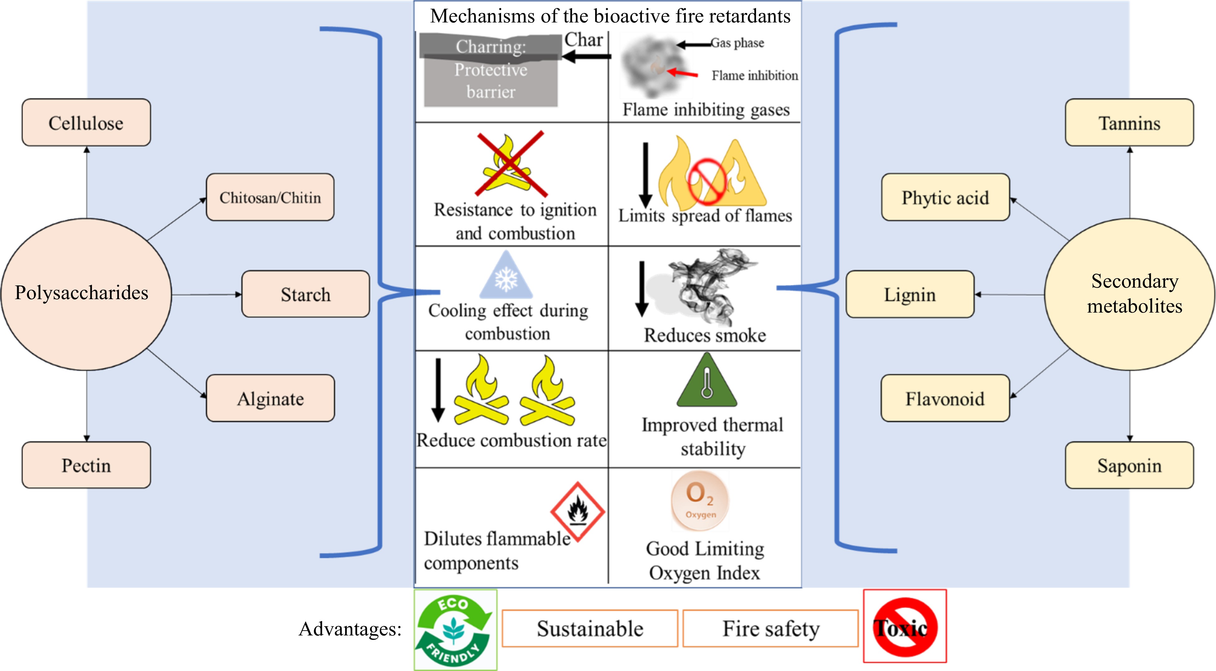 Sustainable fire safety solutions bioactive natural polysaccharides and